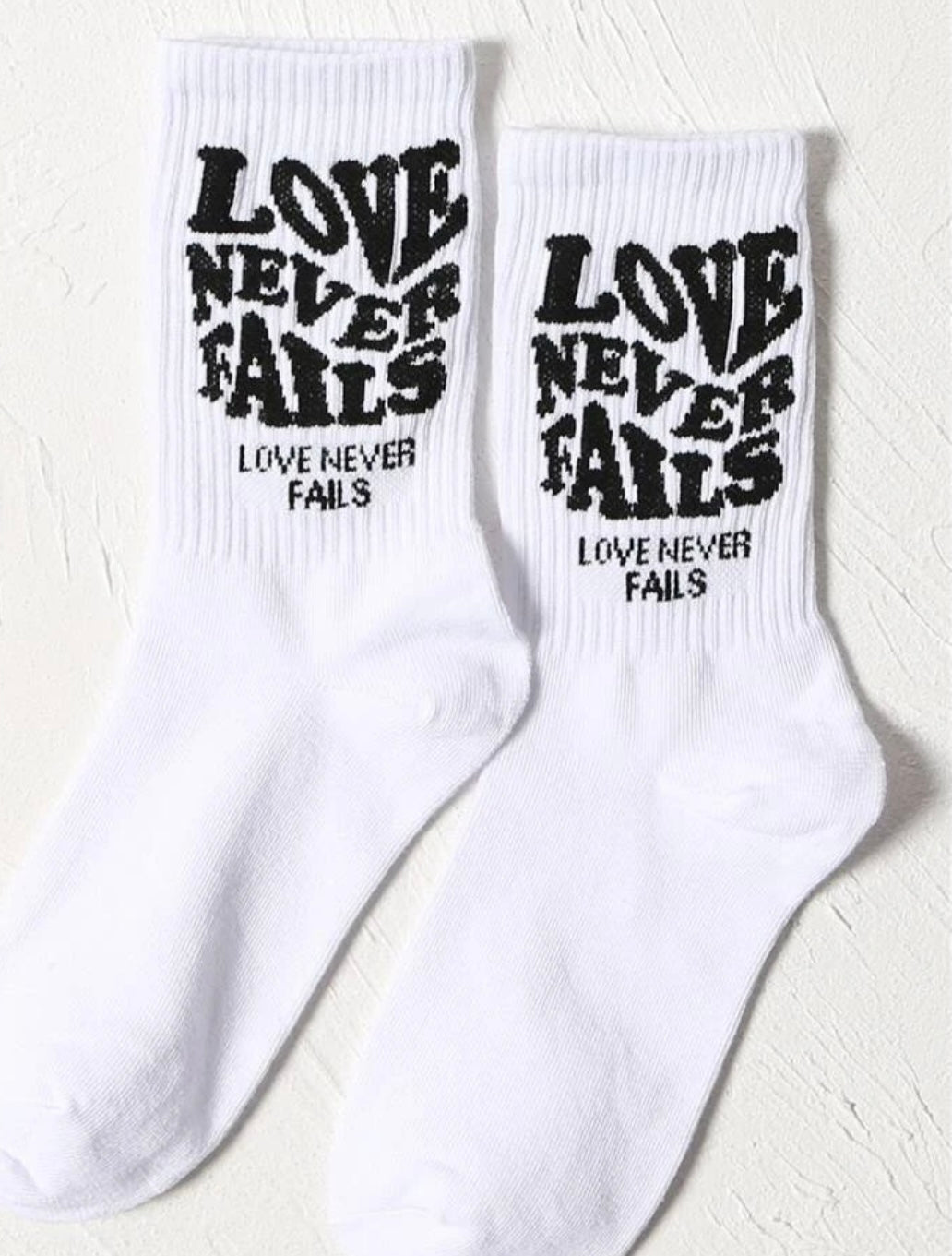Love Never Fails Crew Socks