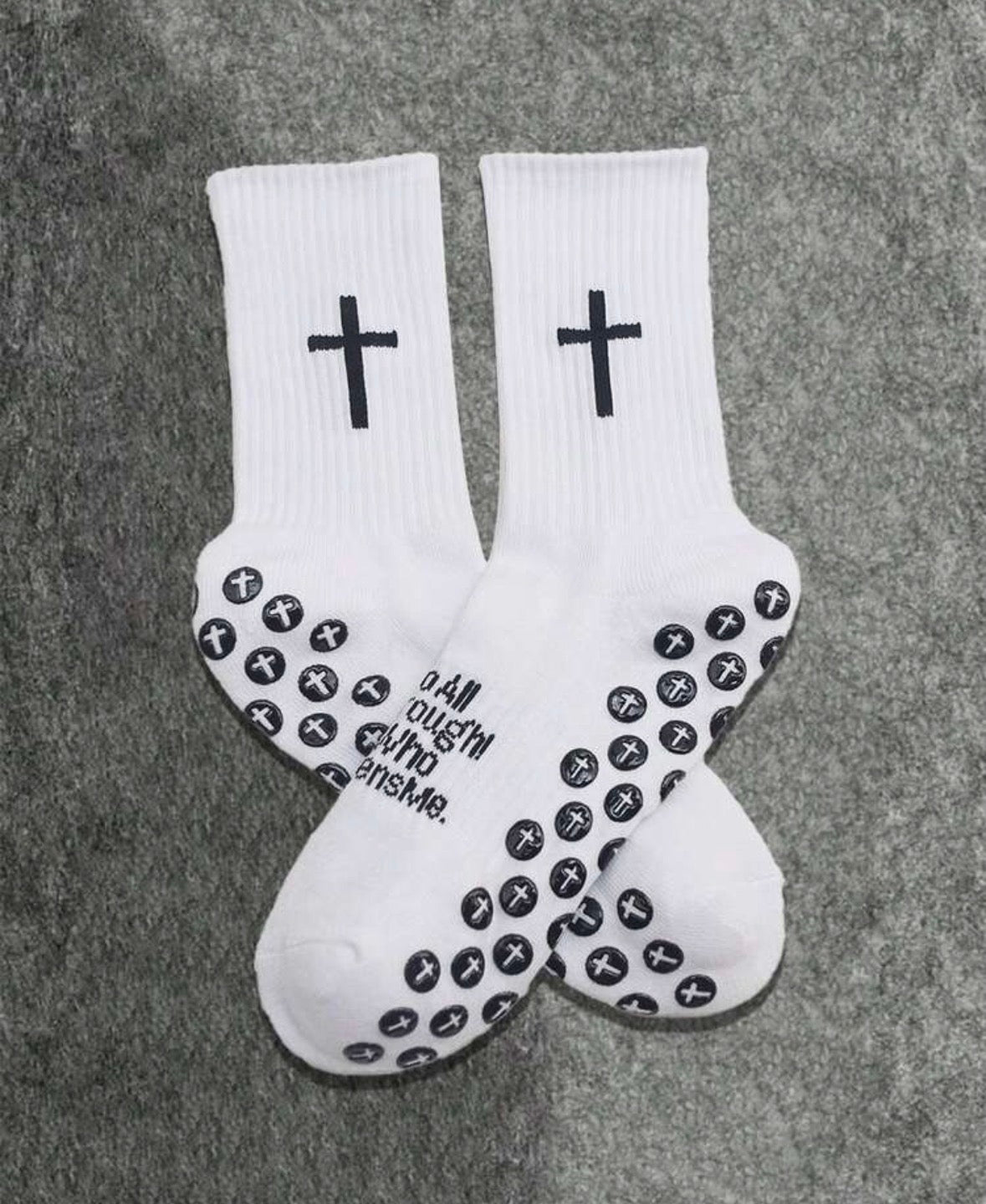 Strength White Crew Socks