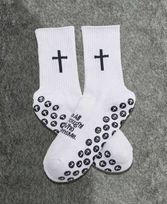 Strength White Crew Socks