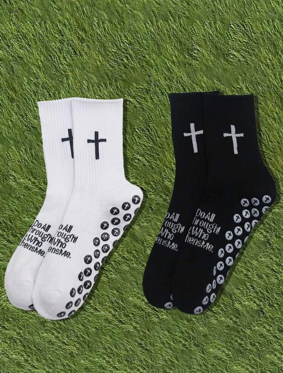 Strength White Crew Socks