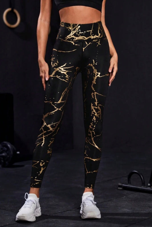 Let Your Light Shine Gold Compression Leggings